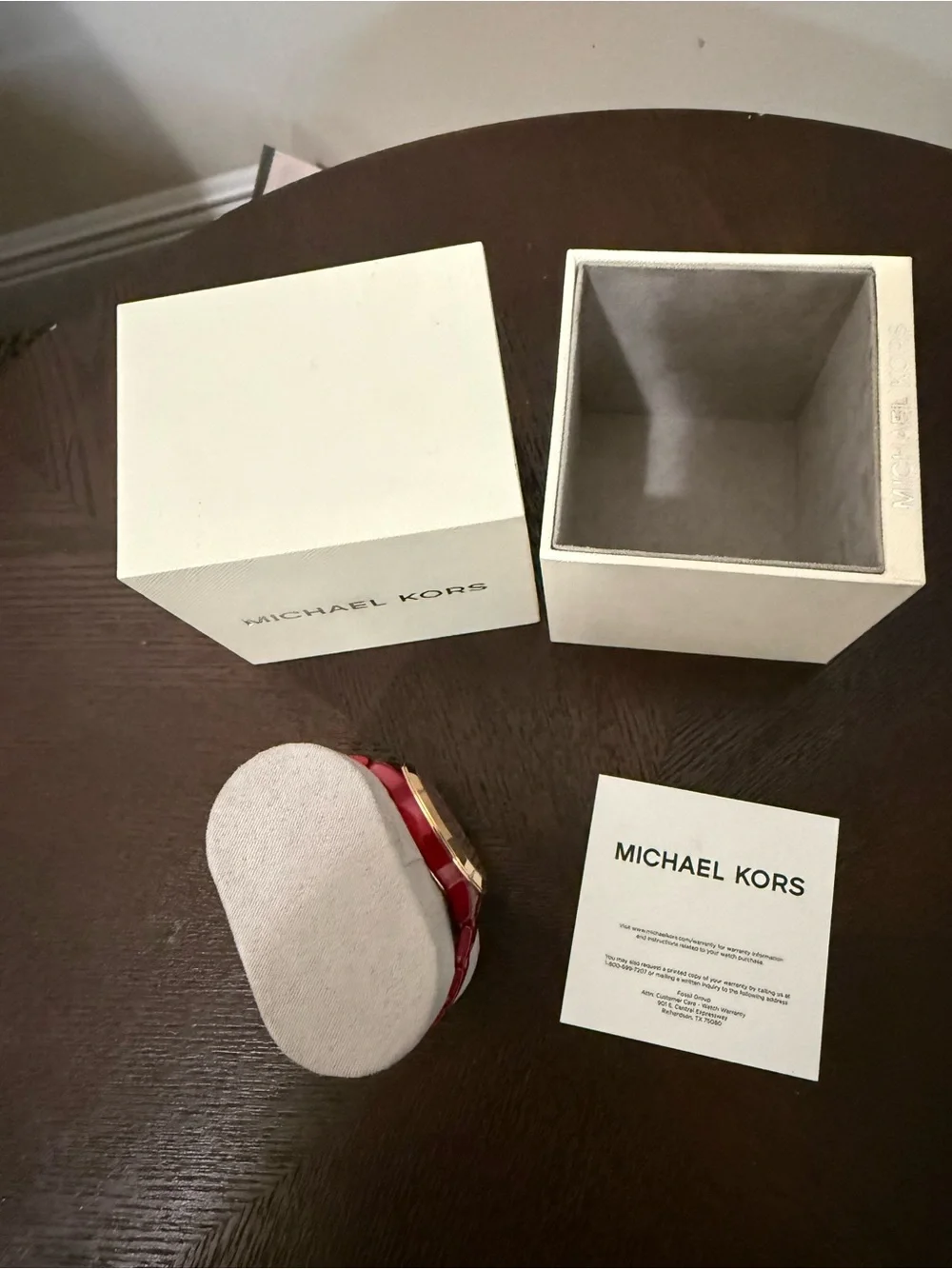 Michael Kors Women’s Red Watch with Gold-Tone Bezel